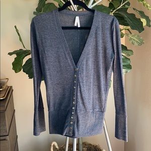 Gray snap button Cardigan